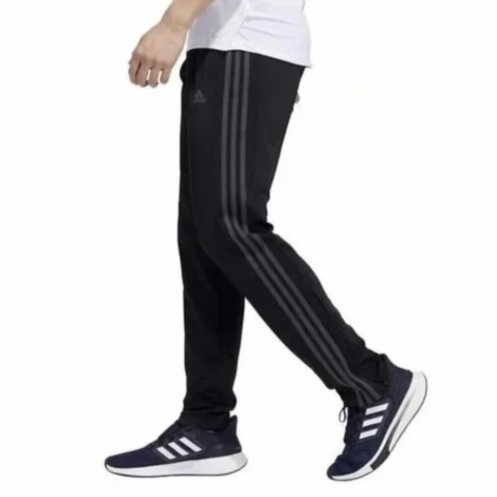 adidas Black Tricot Track Pants XS Tapered Zip Athletic Joggers